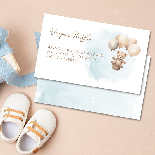 Bearly Wait Neutral Baby Shower Diaper Raffle エンクロージャーカード