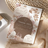 Bearly Wait Neutral Boho Teddy Bear Thank You サンキューカード