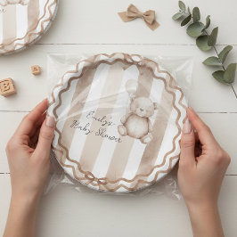 Bearly Wait Neutral Teddy Baby Shower ペーパープレート