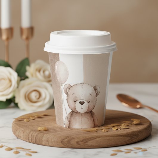 Bearly Wait Neutral Teddy Baby Shower 紙コップ