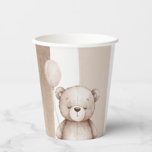 Bearly Wait Neutral Teddy Baby Shower 紙コップ (正面)