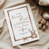 Bearly Wait Neutral Teddy Baby Shower Invitation 招待状