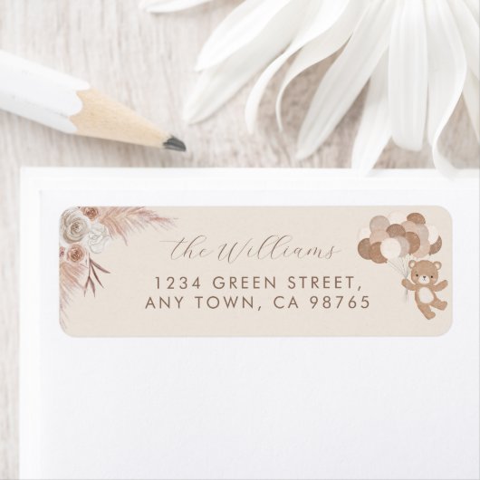 Bearly Wait Neutral Teddy Bear Baby Shower ラベル (インサイチュ)