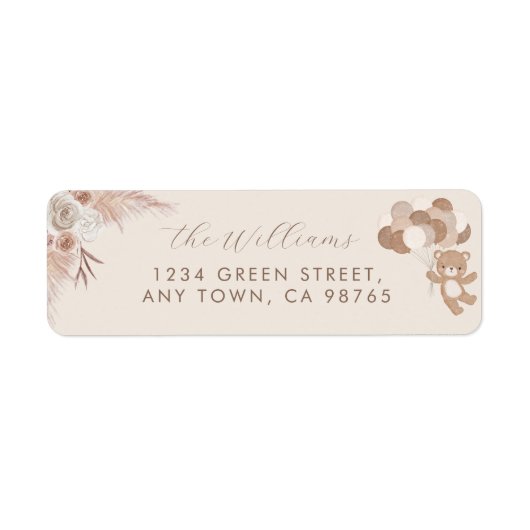 Bearly Wait Neutral Teddy Bear Baby Shower ラベル (正面)