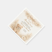 Bearly Wait Neutral Teddy Bear Baby Shower Boho スタンダードカクテルナプキン (角)
