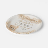 Bearly Wait Neutral Teddy Bear Baby Shower Boho ペーパープレート (アングル)