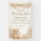 Bearly Wait Neutral Teddy Bear Baby Shower Boho 横断幕 (縦)