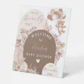 Bearly Wait Neutral Teddy Bear Boho 台座サイン (正面)