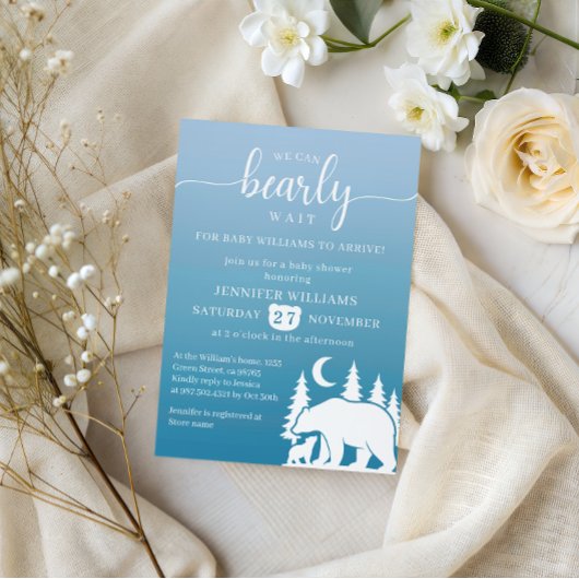 Bearly Wait Night Forest Baby Shower 招待状