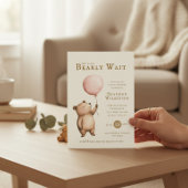 Bearly Wait Pink Balloon Baby Shower QR Code  招待状