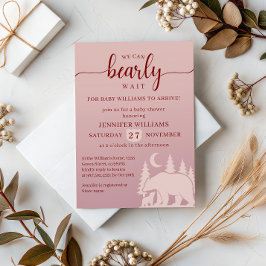 Bearly Wait Pink Forest Baby Shower 招待状