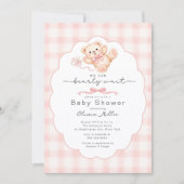 Bearly Wait Pink Teddy Bear Baby Shower Invite 招待状 (正面)