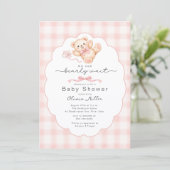 Bearly Wait Pink Teddy Bear Baby Shower Invite 招待状 (スタンド正面)