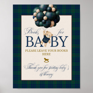 Bearly Wait Preppy Teddy Balloon Baby Shower ポスター