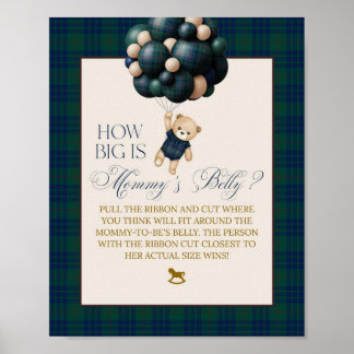 Bearly Wait Preppy Teddy Balloon Baby Shower ポスター