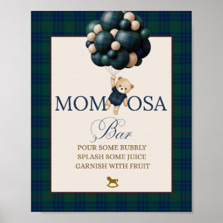 Bearly Wait Preppy Teddy Balloon Baby Shower ポスター