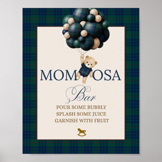 Bearly Wait Preppy Teddy Balloon Baby Shower ポスター (正面)