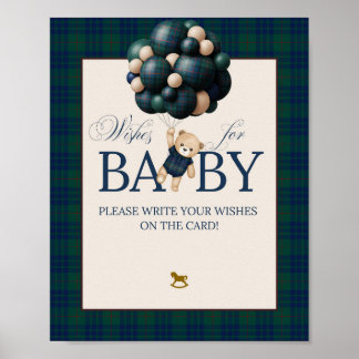 Bearly Wait Preppy Teddy Balloon Baby Shower ポスター