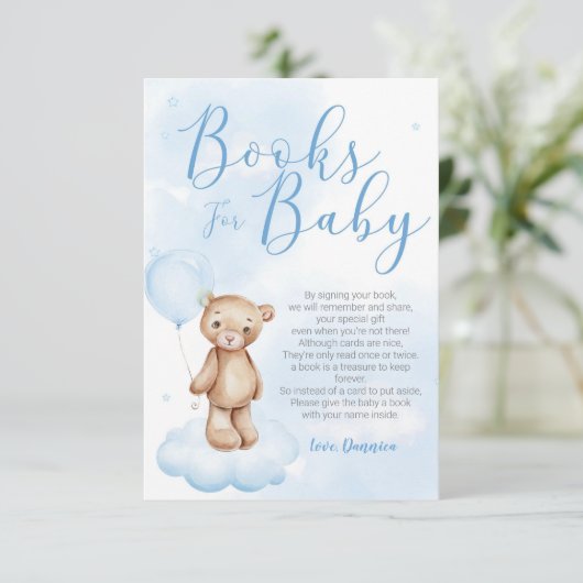 Bearly Wait Sky Baby Shower Book Request Card 招待状 (スタンド正面)