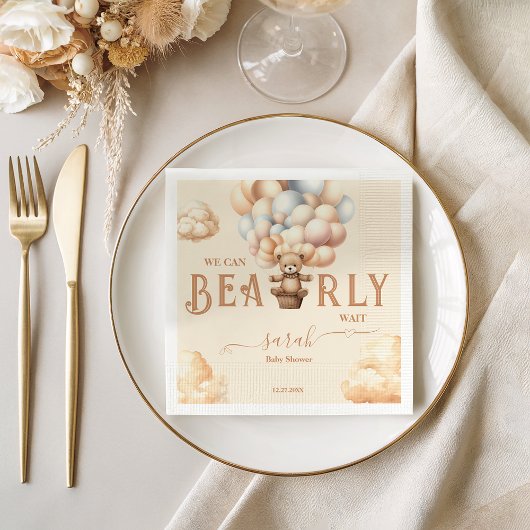 Bearly Wait Teddy 男女兼用 Bear Balloons スタンダードカクテルナプキン