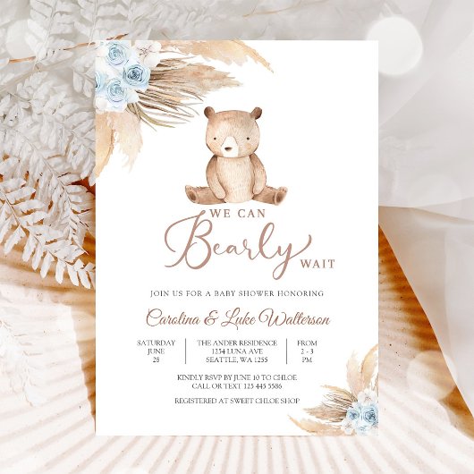 Bearly Wait Teddy Baby Shower Invitation 招待状