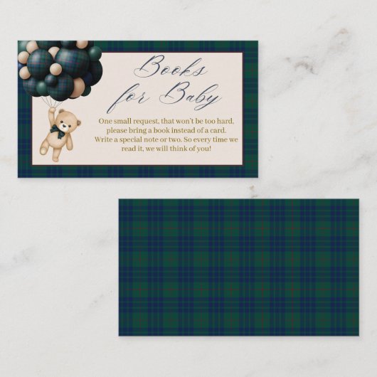 Bearly Wait Teddy Balloon Baby Shower books エンクロージャーカード (正面/裏面)
