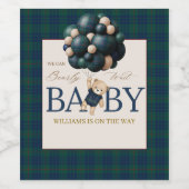 Bearly Wait Teddy Balloon Baby Shower books ワインラベル (シングルラベル)