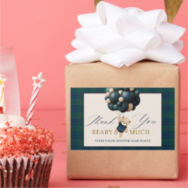 Bearly Wait Teddy Balloon Baby Shower books 長方形シール