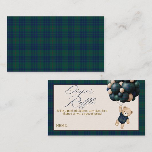 Bearly Wait Teddy Balloon Baby Shower diaper エンクロージャーカード (正面/裏面)