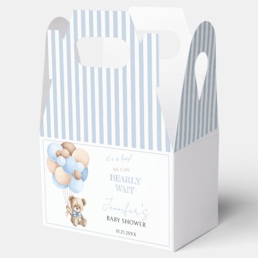 bearly wait teddy bear男の赤ちゃんシャワーお願いボックス フェイバーボックス (オープン)