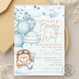 Bearly Wait Teddy Bear Baby Shower 招待状