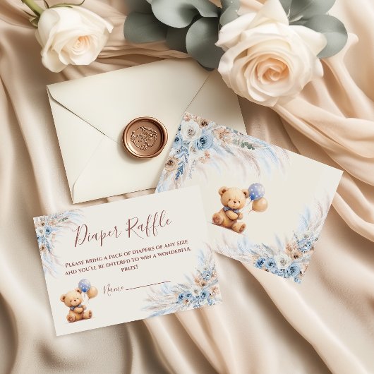 Bearly Wait Teddy Bear Baby Shower Diaper Raffle エンクロージャーカード