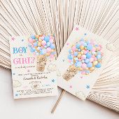 Bearly Wait Teddy Bear Balloons Gender Reveal 招待状