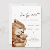 Bearly Wait Teddy Bear Boho Neutral Baby Shower 招待状 (正面)