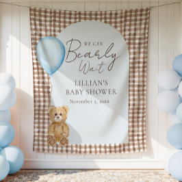 Bearly Wait Teddy Bear Boy Baby Shower Backdrop タペストリー