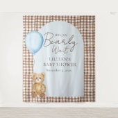 Bearly Wait Teddy Bear Boy Baby Shower Backdrop タペストリー (正面)