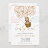 Bearly Wait Teddy Bear Gender Reveal パーティー 招待状 (正面/裏面)