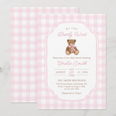 Bearly Wait Teddy Bear Girl Baby Shower 招待状 (正面/裏面)