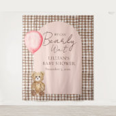 Bearly Wait Teddy Bear Girl Baby Shower Backdrop タペストリー (正面)