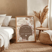 Bearly Wait Teddy Bear Neutral Boho Shower Welcome ポスター