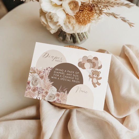 Bearly Wait Teddy Bear Neutral Diaper Raffle エンクロージャーカード