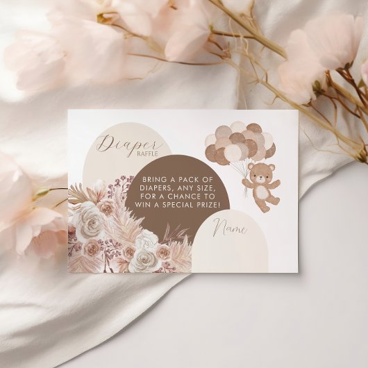 Bearly Wait Teddy Bear Neutral Diaper Raffle エンクロージャーカード
