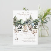 Bearly Wait Woodland Bearベビーシャワー 招待状 (スタンド正面)