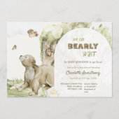 Bearly Wait Woodland Bear Baby Shower 招待状 (正面)