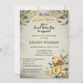 Bearly Wait Woodland Teddy Bear Boy Baby Shower 招待状 (正面)