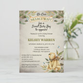 Bearly Wait Woodland Teddy Bear Boy Baby Shower 招待状 (スタンド正面)