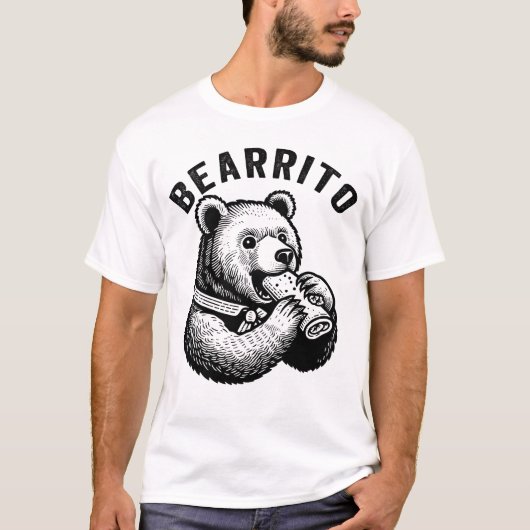 Bearrito Bear Eating a Burrito, Mexican Food Tシャツ (正面)