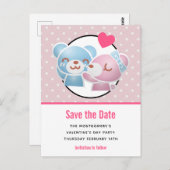 Bears キスをする Valentineのパーティー保存日付 ポストカード (正面/裏面)