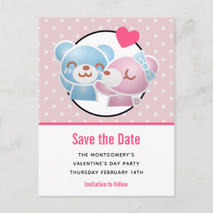 Bears キスをする Valentineのパーティー保存日付 ポストカード