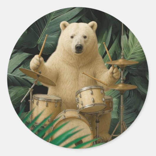 Bear's 遊 Drums in the Forest Sticker ラウンドシール (正面)
